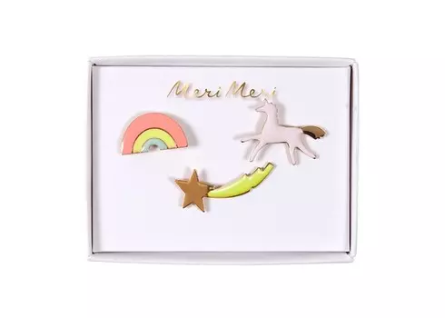 MeriMeri Значки глянцевые Единороги 3 шт.