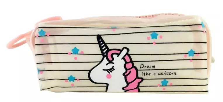 Mihi Mihi Пенал Единорог с большой молнией прозрачный MM06861