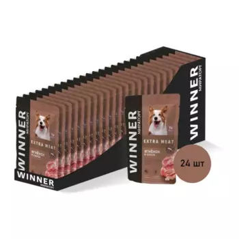 Мираторг Корм консервированный для взрослых собак Extra Meat с ягненком в соусе 85 г 24 шт.