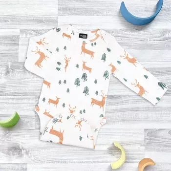 Mjolk Боди с длинным рукавом Олени в лесу