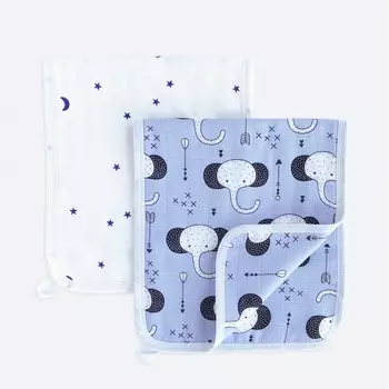 Mjolk Муслиновая салфетка для кормления Слоники/Ночное небо 2 шт.