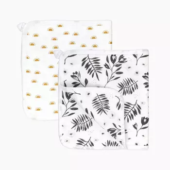 Mjolk Сет из 2х муслиновых салфеток для кормления Цветы/Солнце 55х26 см