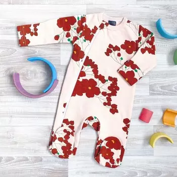 Mjolk Утеплённый комбинезон с закрытой ножкой для девочки Sleep and Play Цветы