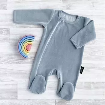 Mjolk Велюровый комбинезон с закрытой ножкой Sleep and Play Baby Blue