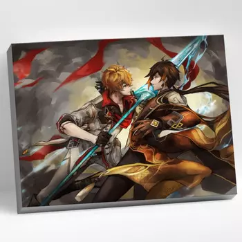 Molly Картина по номерам Геншин Тарталья и Чжун Ли 30х40 см