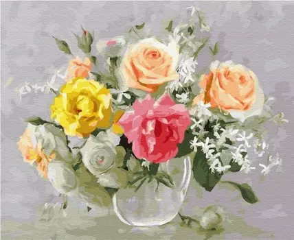 Molly Картина по номерам на дереве Акварельный букет 50х40 см