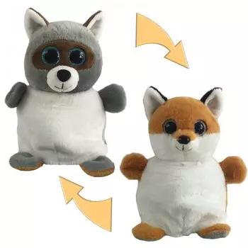 Мягкая игрушка ABtoys Перевертыши Лиса-Енот 16 см