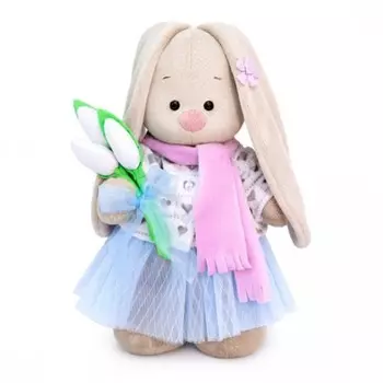 Мягкая игрушка Budi Basa Зайка Ми с белыми тюльпанами 15 см