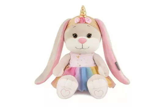 Мягкая игрушка Jack&amp;Lin Зайка Единорожка в Радужной Юбке в Коробке 20 см