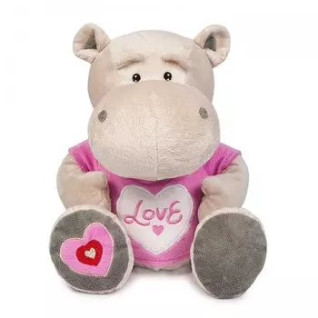 Мягкая игрушка Maxitoys Бегемот Боня в маечке с сердцем 30 см