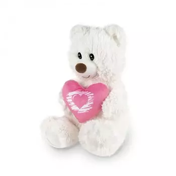 Мягкая игрушка Maxitoys Мишка Белый с сердцем 23 см