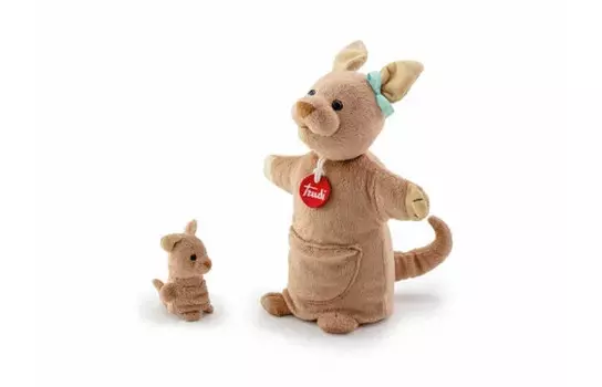 Мягкая игрушка Trudi Кенгуру с кенгуренком на руку 23х25х10 см