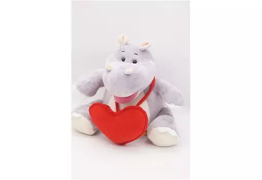 Мягкая игрушка Unaky Soft Toy Бегемот Кромби с красным сердцем 22 см