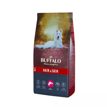 Mr.Buffalo Сухой корм Hair &amp; Skin care для собак средних крупных пород с лососем 800 г
