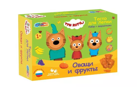Multiart Набор с тестом для лепки и формочками Три Кота фрукты и овощи 24 см
