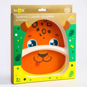 Mum&amp;Baby Тарелка детская из бамбука 2 секции Леопард