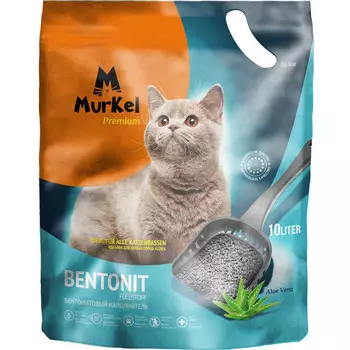 Murkel Наполнитель для кошачьего туалета бентонит алоэ вера 10 л