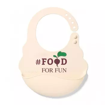 Нагрудник BabyOno силиконовый с регулируемой застежкой Food for fun