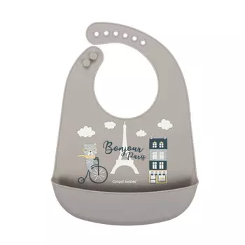 Нагрудник Canpol babies Bonjour Paris силиконовый с карманом