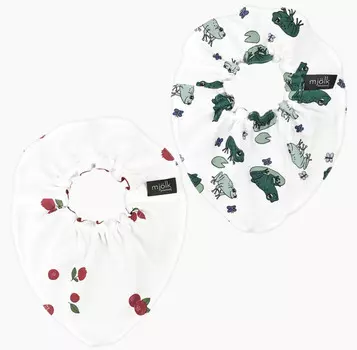 Нагрудник Mjolk Mini Брусника/Лягушки 2 шт.