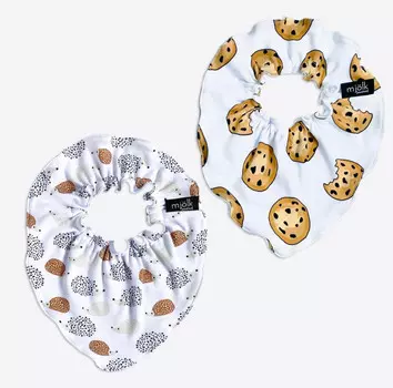 Нагрудник Mjolk Mini Двусторонний Ёжики/Печенье 2 шт.