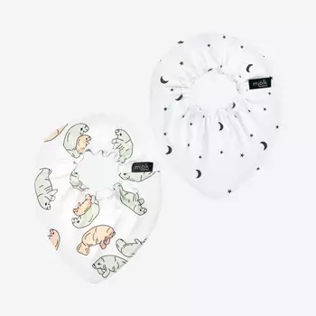 Нагрудник Mjolk Mini двусторонний Ламантины/Ночное небо 2 шт.