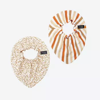 Нагрудник Mjolk Mini двусторонний Sand Leopard/Полоска 2 шт.