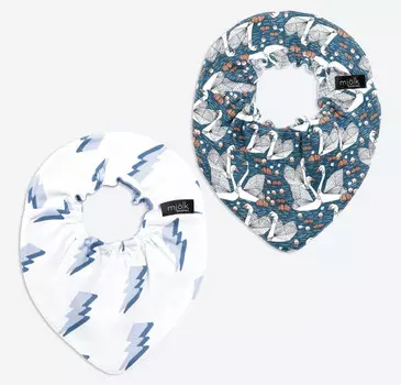 Нагрудник Mjolk Mini Молнии/Лебеди 2 шт.