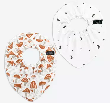 Нагрудник Mjolk Mini Mushrooms/Ночное небо 2 шт.