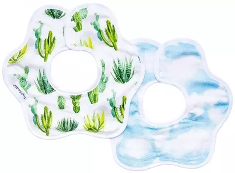 Нагрудник TinyTwinkle воротник Кактусы и Небо 2 шт.