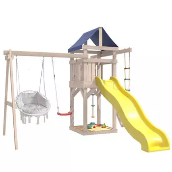National Tree Company Детская площадка неокрашенная с качелями лодочка и подвесным креслом с подушкой IgroWoods