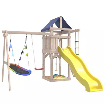 National Tree Company Детская площадка неокрашенная с качелями лодочка и овальным гнездом IgroWoods