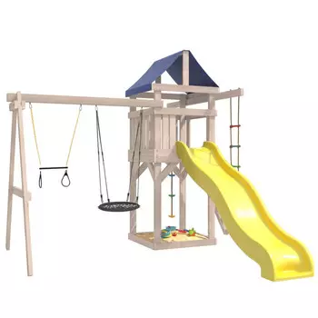 National Tree Company Детская площадка неокрашенная с трапецией и качелями гнездо 60 см IgroWoods