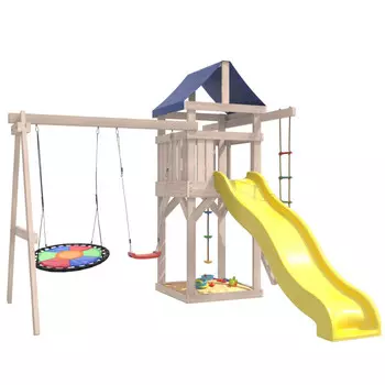 National Tree Company Детская площадка неокрашенная с качелями лодочка и гнездом Свиби IgroWood