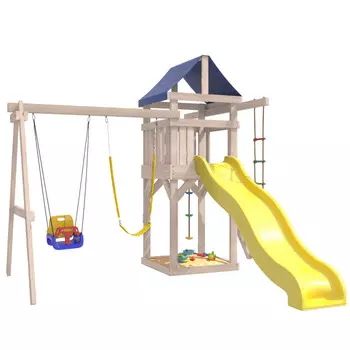 National Tree Company Детская площадка неокрашенная с качелями 3 в 1 и гибкими подвесными IgroWoods