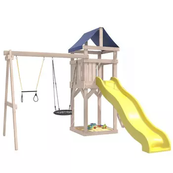 National Tree Company Детская площадка неокрашенная Сlassic с трапецией и качелями гнездо 60 см IgroWoods