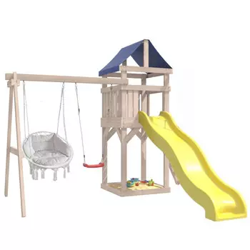 National Tree Company Детская площадка неокрашенная Сlassic с качелями лодочка и подвесным креслом с подушкой