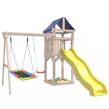 National Tree Company Детская площадка неокрашенная Сlassic с качелями лодочка и прямоугольным гнездом Лодка