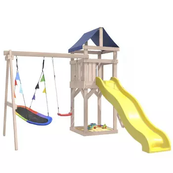 National Tree Company Детская площадка неокрашенная Сlassic с качелями лодочка и овальным гнездом IgroWoods