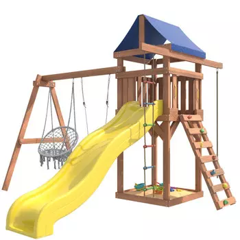 National Tree Company Детская площадка с качелями лодочка и подвесным плетеным креслом IgroWoods