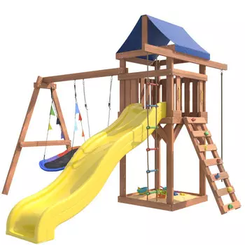 National Tree Company Детская площадка с качелями лодочка и овальным разноцветным гнездом IgroWoods