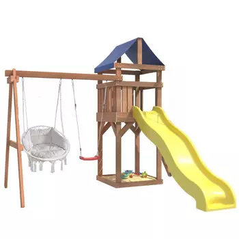 National Tree Company Детская площадка Сlassic с качелями лодочка и подвесным креслом с подушкой IgroWood