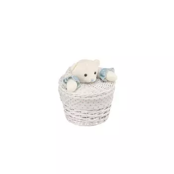 Natural House Корзина бельевая Медвежонок голубой 21х21х16 см