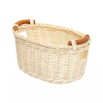 Natural House Корзина настольная овальная с ручками Белый ротанг 21x16x10 cм