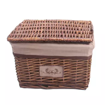 Natural House Корзина стеллажная с крышкой Орех 36х26х25 см