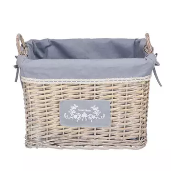 Natural House Корзина стеллажная высокая с ручками Лён 44х33.5х30 см