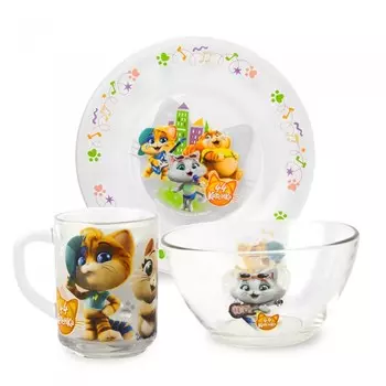 ND Play Набор посуды из матового стекла 44 Котенка (3 предмета)