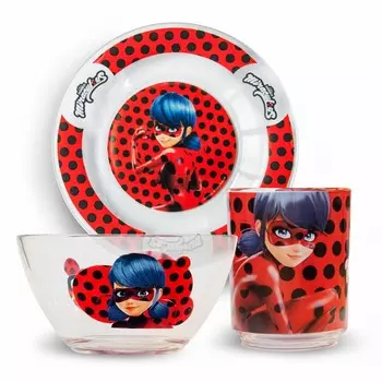 ND Play Набор посуды из стекла Леди Баг и Супер Кот Дизайн 2 (3 предмета)