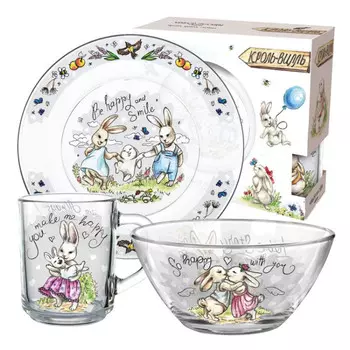 ND Play Набор посуды Кроль-Вилль Любовь в сердце 3 предмета подарочная упаковка стекло