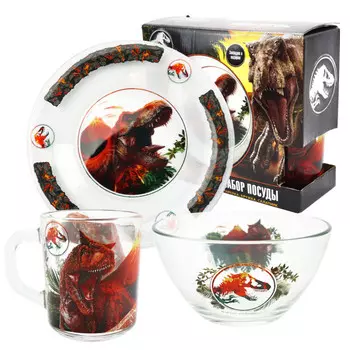 ND Play Набор посуды Мир Юрского периода Вулкан 3 предмета подарочная упаковка стекло